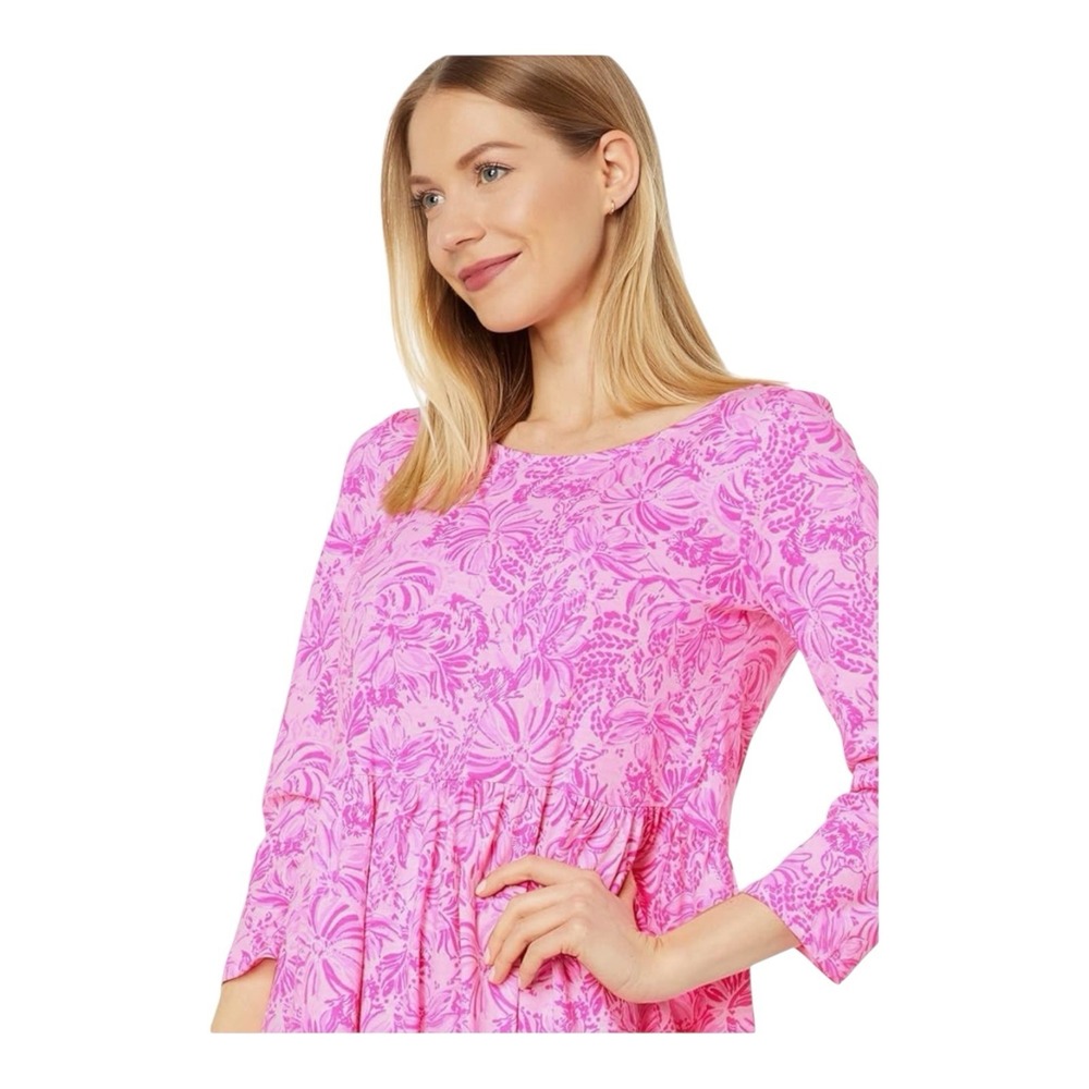 Lilly Pulitzer Pink Paradise Twirl Skirt Long Sleeve Dress Size Medium - Picture 5 of 12